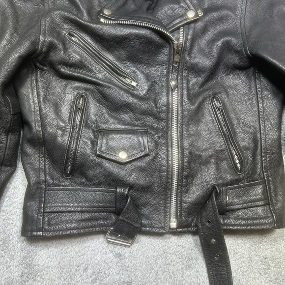 Vintage Raider Jacket Women's 8 Black Genuine Leather Biker Distressed *SPOTS - Picture 6 of 16